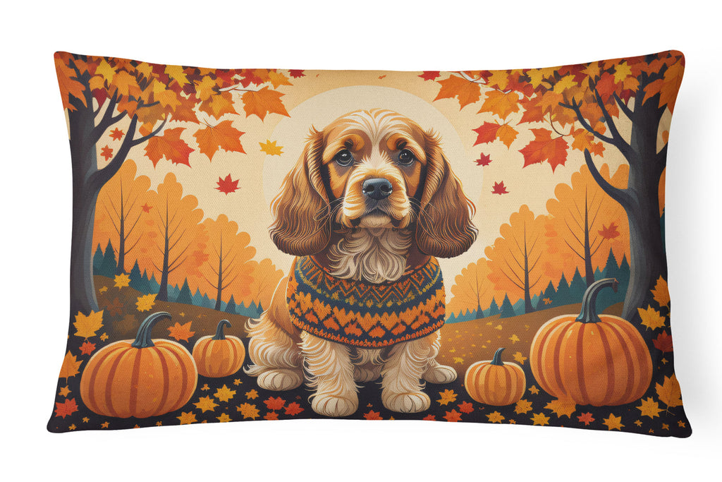 Cocker Spaniel Fall Decorative Throw Pillow 12x16 Indoor Outdoor Accent Cushion, Fabric Cover with Insert for Sofa, Bed, Porch & Living Room