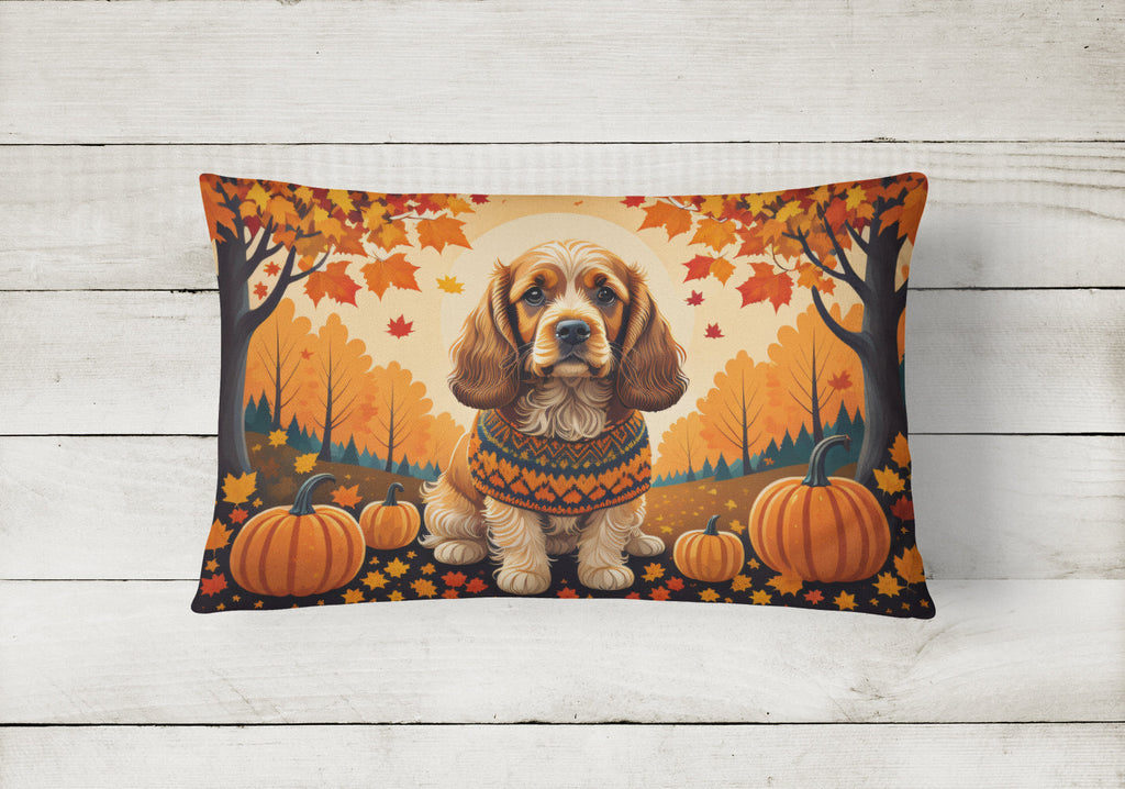 Cocker Spaniel Fall Decorative Throw Pillow 12x16 Indoor Outdoor Accent Cushion, Fabric Cover with Insert for Sofa, Bed, Porch & Living Room