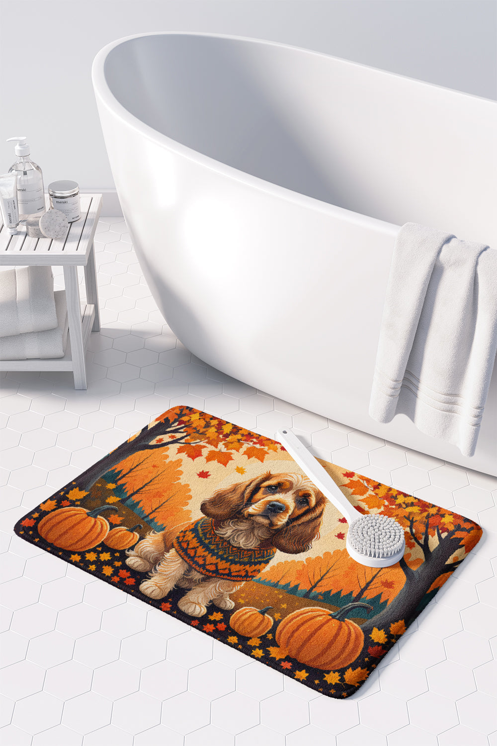 Cocker Spaniel Fall Memory Foam Kitchen Mat Machine Washable Anti-Fatigue Cushion Comfort Bath or Kitchen Rug
