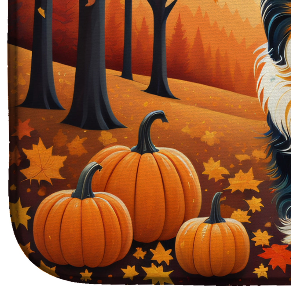 Collie Fall Dish Drying Mat Absorbent Dish Drying Mat Pad for Kitchen Counter Dish Drainer Mat for Countertop, 14 x 21", Multicolor