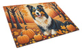 Collie Fall Cutting Board Tempered Glass Kitchen Cutting Surface, Heat Resistant Chopping, Non-Slip Feet, Food Prep & Serving