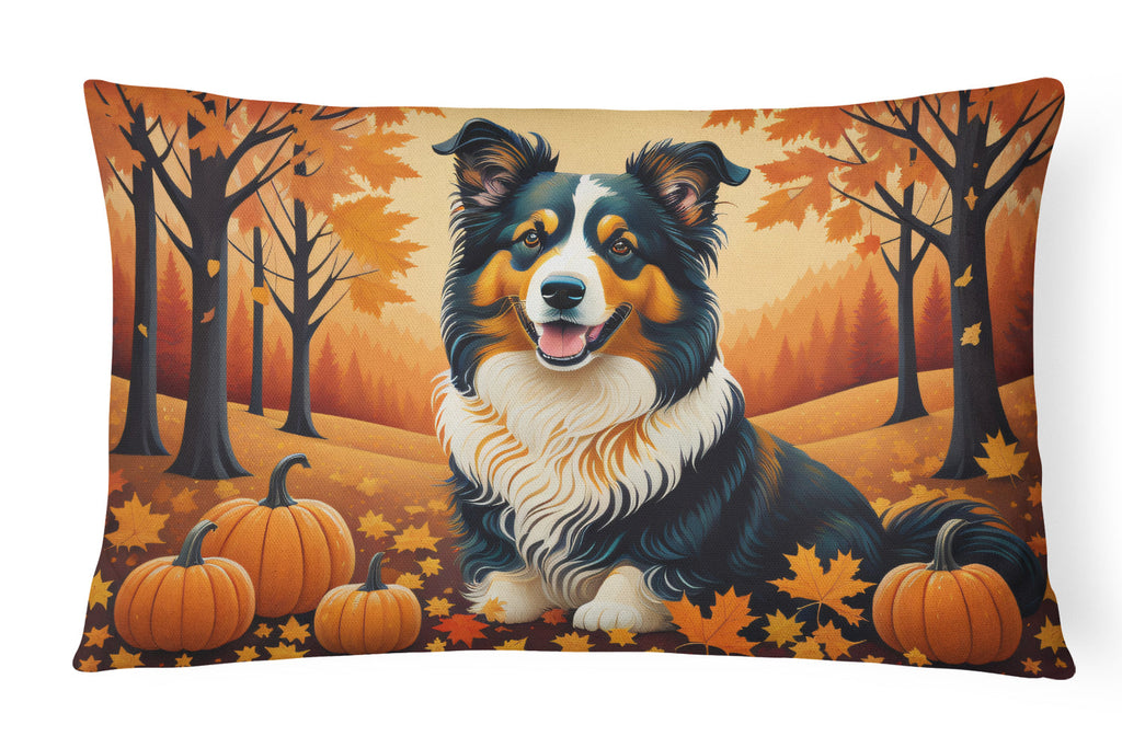Collie Fall Decorative Throw Pillow 12x16 Indoor Outdoor Accent Cushion, Fabric Cover with Insert for Sofa, Bed, Porch & Living Room