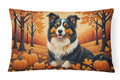 Collie Fall Decorative Throw Pillow 12x16 Indoor Outdoor Accent Cushion, Fabric Cover with Insert for Sofa, Bed, Porch & Living Room