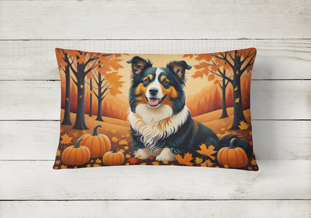 Collie Fall Decorative Throw Pillow 12x16 Indoor Outdoor Accent Cushion, Fabric Cover with Insert for Sofa, Bed, Porch & Living Room