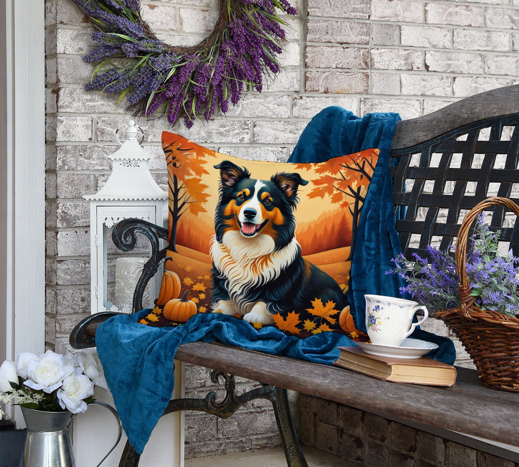 Collie Fall Decorative Throw Pillow 18x18 Indoor Outdoor Accent Cushion, Fabric Cover with Insert for Sofa, Bed, Porch & Living Room