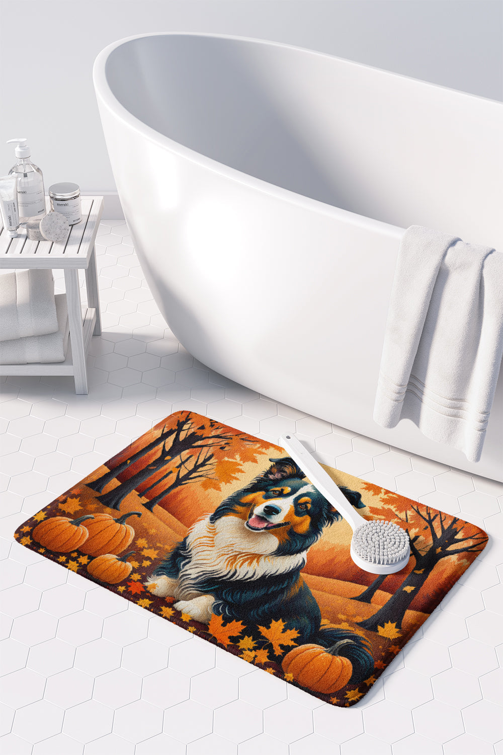 Collie Fall Memory Foam Kitchen Mat Machine Washable Anti-Fatigue Cushion Comfort Bath or Kitchen Rug