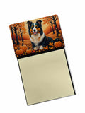 Collie Fall Watercolor Sticky Note Holder Refillable Dispenser Desk Accessory 3x3 Pad Gift