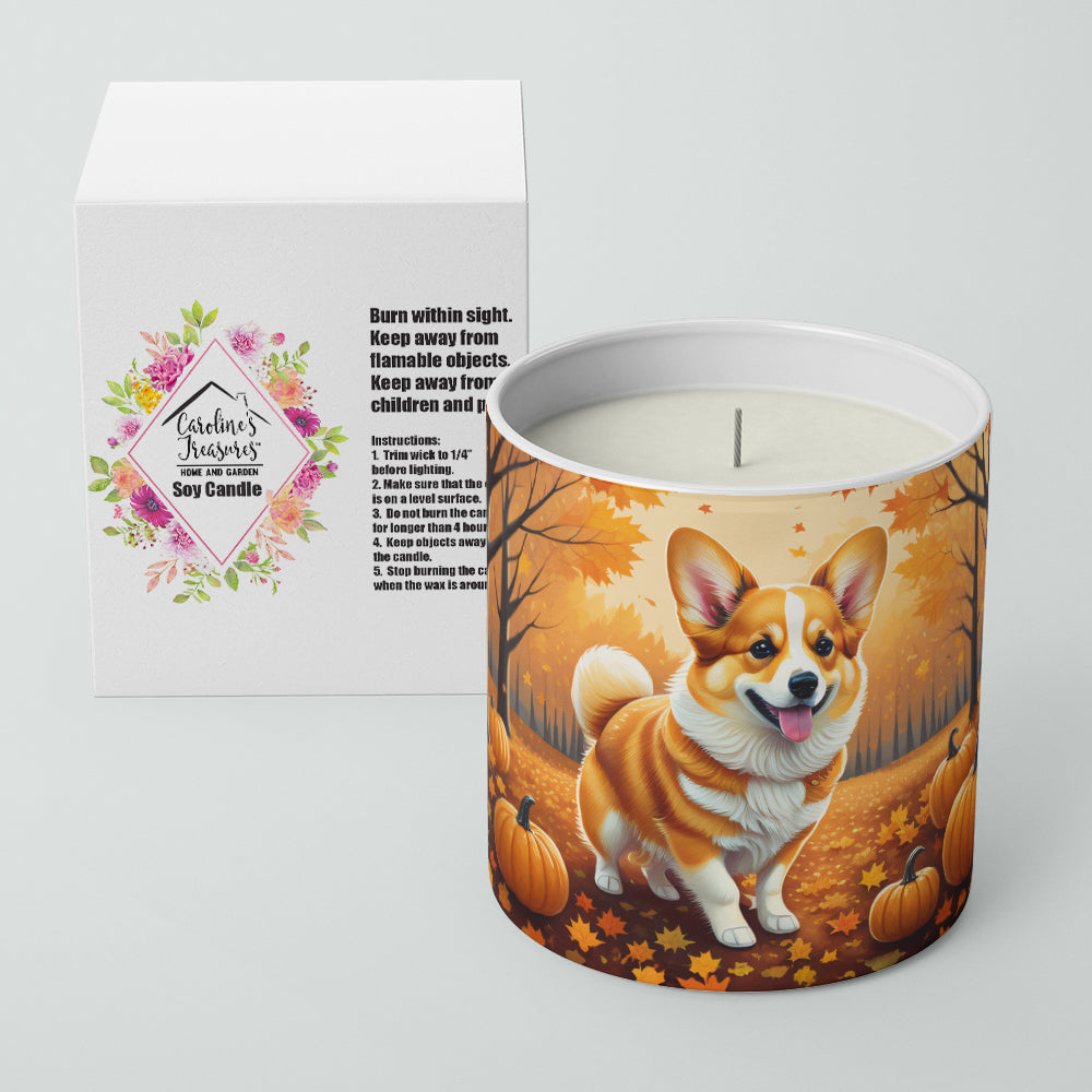 Corgi Fall Decorative Soy Candle Nature Soy Wax Essential Oil Home Decor Ideal for Bedroom Kitchen Bath Office Gift, 10 oz