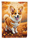 Corgi Fall House Flag 28x40 Porch Sleeve Pole Decorative Outside Yard Banner Artwork Wall Hanging, Polyester
