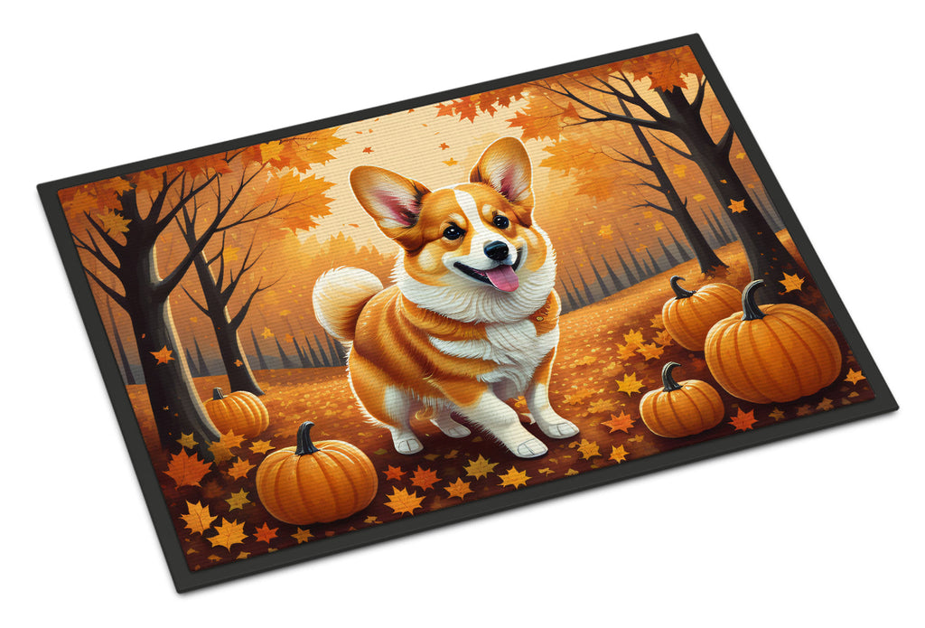 Corgi Fall Doormat Indoor Outdoor 24H X 36W Front Door Mat Rugs for Entryway, Non Slip Washable Low Pile,
