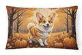 Corgi Fall Decorative Throw Pillow 12x16 Indoor Outdoor Accent Cushion, Fabric Cover with Insert for Sofa, Bed, Porch & Living Room