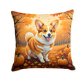 Corgi Fall Decorative Throw Pillow 14x14 Indoor Outdoor Accent Cushion, Fabric Cover with Insert for Sofa, Bed, Porch & Living Room