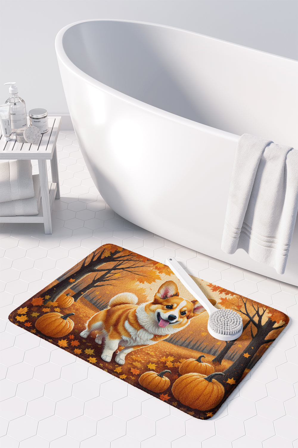 Corgi Fall Memory Foam Kitchen Mat Machine Washable Anti-Fatigue Cushion Comfort Bath or Kitchen Rug
