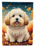 Coton De Tulear Fall House Flag 28x40 Porch Sleeve Pole Decorative Outside Yard Banner Artwork Wall Hanging, Polyester