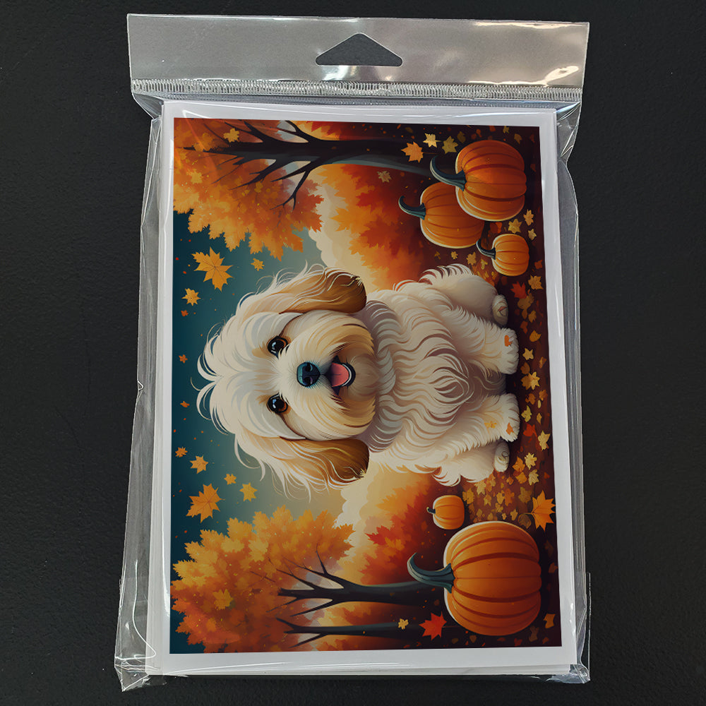 Coton De Tulear Fall Greeting Cards Pack of 8 Blank Cards with Envelopes Whimsical A7 Size 5x7