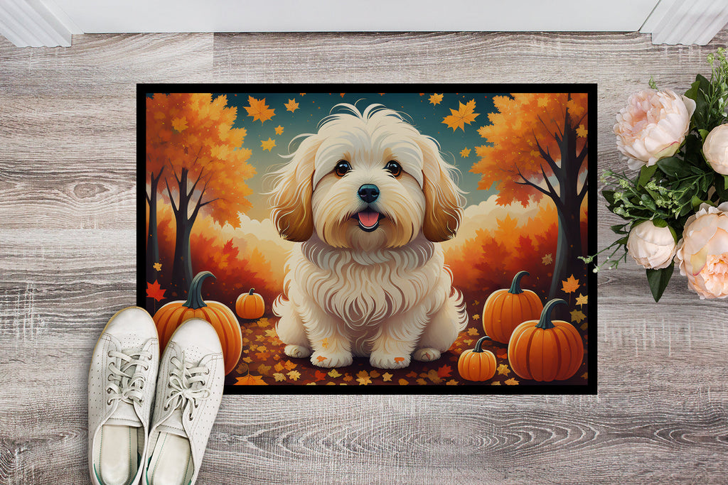 Coton De Tulear Fall Doormat Indoor Outdoor 24H X 36W Front Door Mat Rugs for Entryway, Non Slip Washable Low Pile,