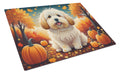 Coton De Tulear Fall Cutting Board Tempered Glass Kitchen Cutting Surface, Heat Resistant Chopping, Non-Slip Feet, Food Prep & Serving