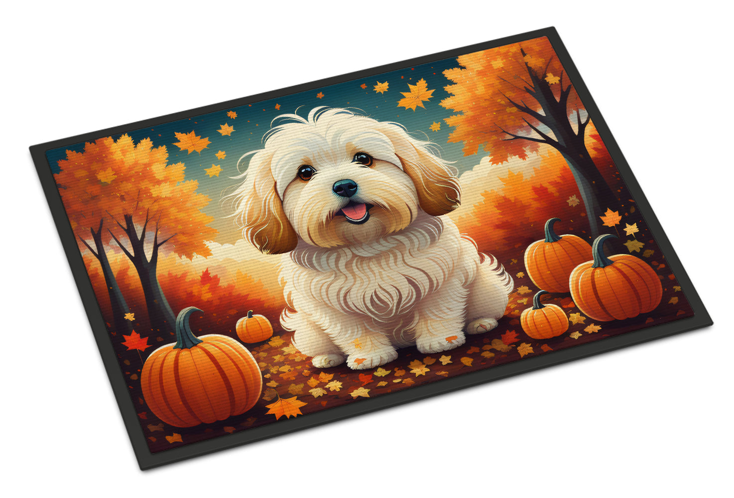 Coton De Tulear Fall Doormat Indoor Outdoor 18H X 27W Front Door Mat Rugs for Entryway, Non Slip Washable