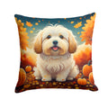 Coton De Tulear Fall Decorative Throw Pillow 18x18 Indoor Outdoor Accent Cushion, Fabric Cover with Insert for Sofa, Bed, Porch & Living Room