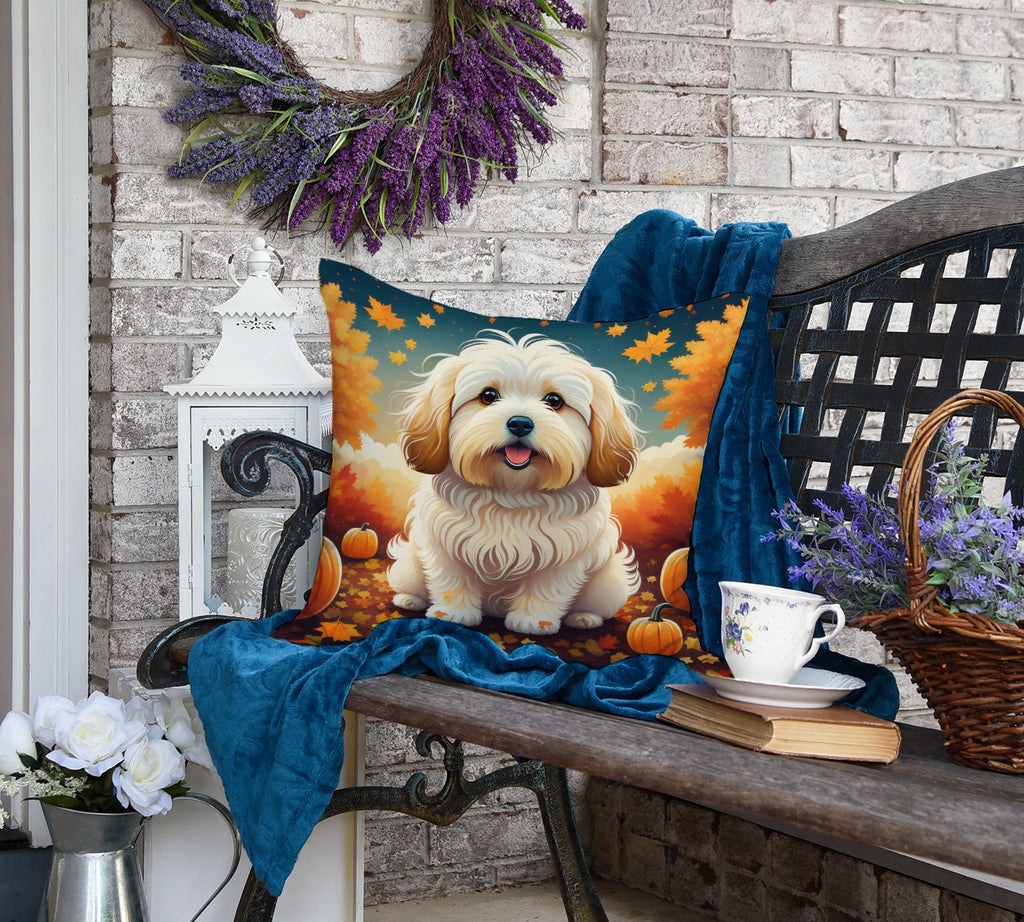 Coton De Tulear Fall Decorative Throw Pillow 18x18 Indoor Outdoor Accent Cushion, Fabric Cover with Insert for Sofa, Bed, Porch & Living Room