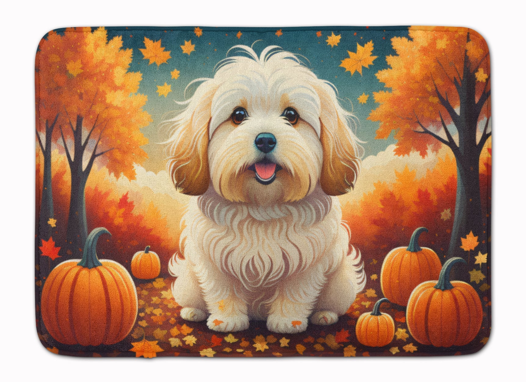 Coton De Tulear Fall Memory Foam Kitchen Mat Machine Washable Anti-Fatigue Cushion Comfort Bath or Kitchen Rug
