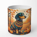 Dachshund Fall Decorative Soy Candle Nature Soy Wax Essential Oil Home Decor Ideal for Bedroom Kitchen Bath Office Gift, 10 oz