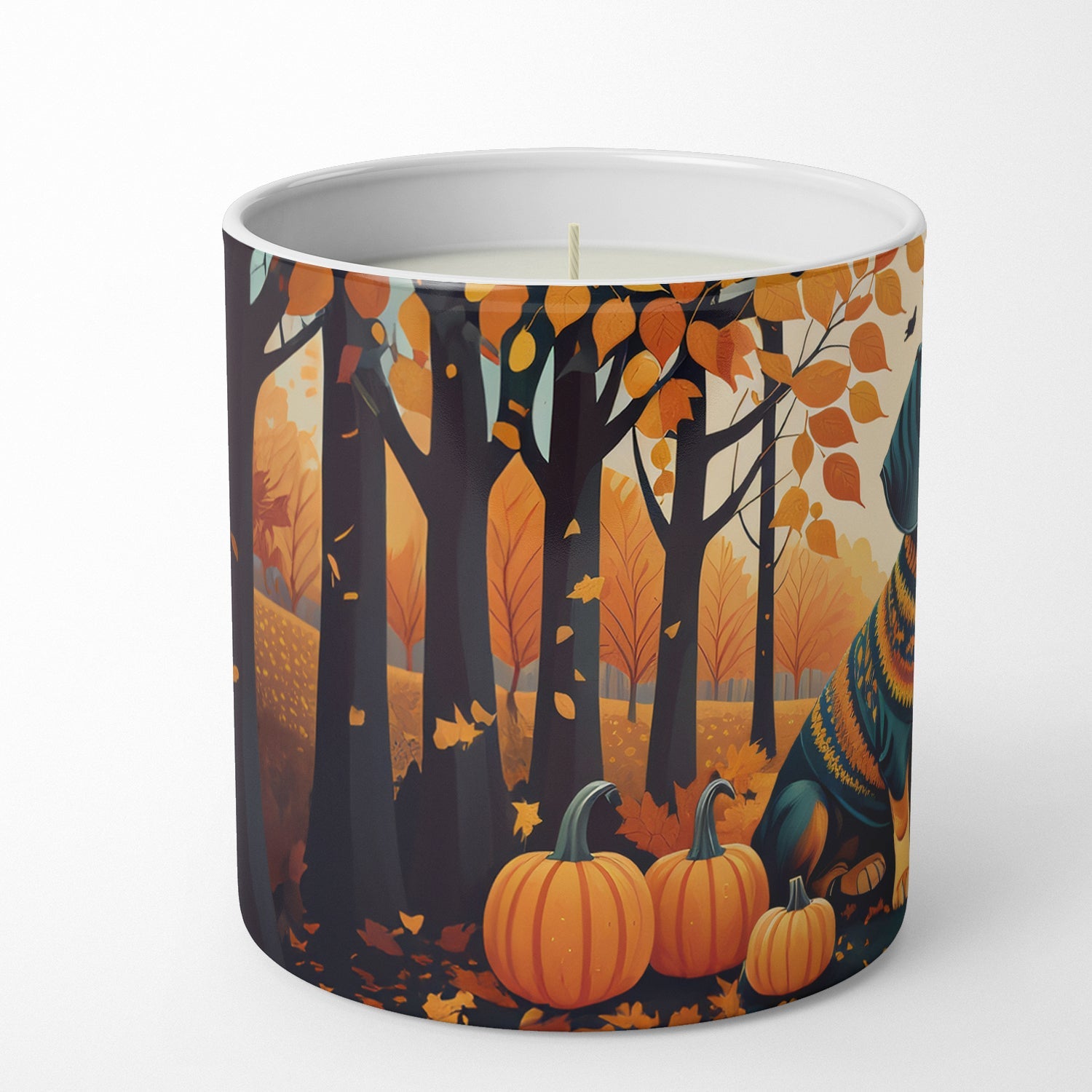 Dachshund Fall Decorative Soy Candle Nature Soy Wax Essential Oil Home Decor Ideal for Bedroom Kitchen Bath Office Gift, 10 oz