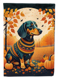 Dachshund Fall House Flag 28x40 Porch Sleeve Pole Decorative Outside Yard Banner Artwork Wall Hanging, Polyester