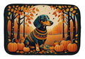Dachshund Fall Dish Drying Mat Absorbent Dish Drying Mat Pad for Kitchen Counter Dish Drainer Mat for Countertop, 14 x 21", Multicolor