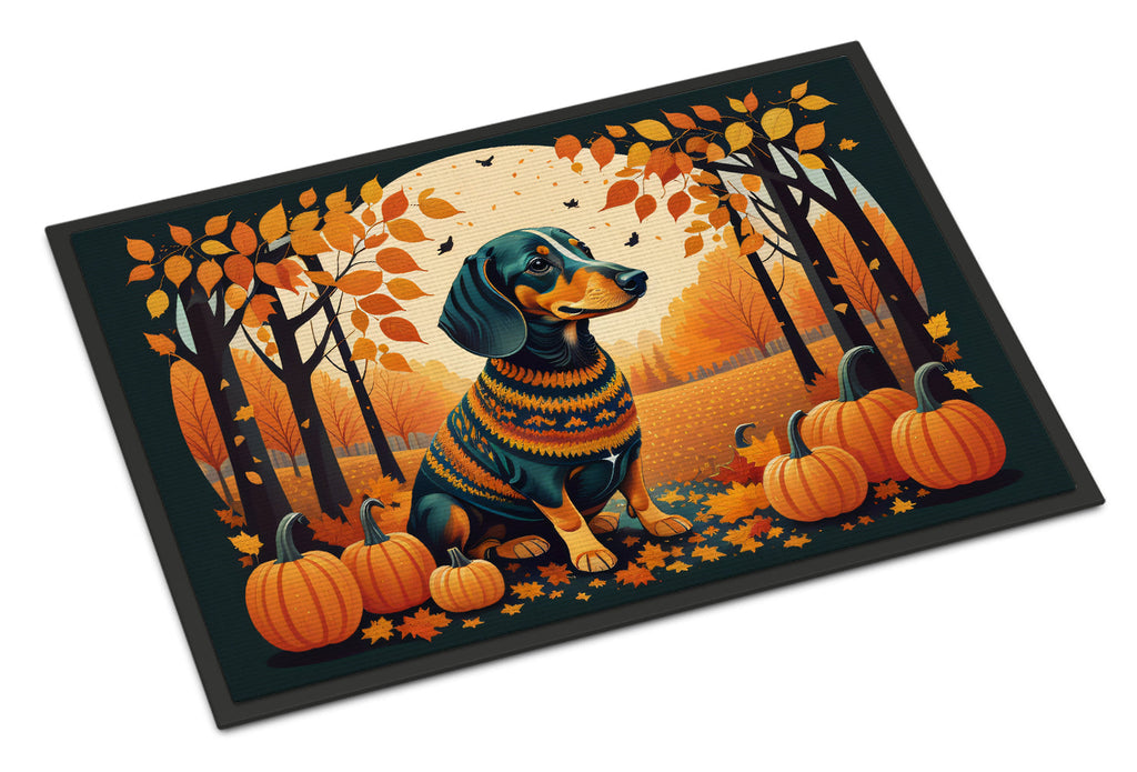 Dachshund Fall Doormat Indoor Outdoor 24H X 36W Front Door Mat Rugs for Entryway, Non Slip Washable Low Pile,