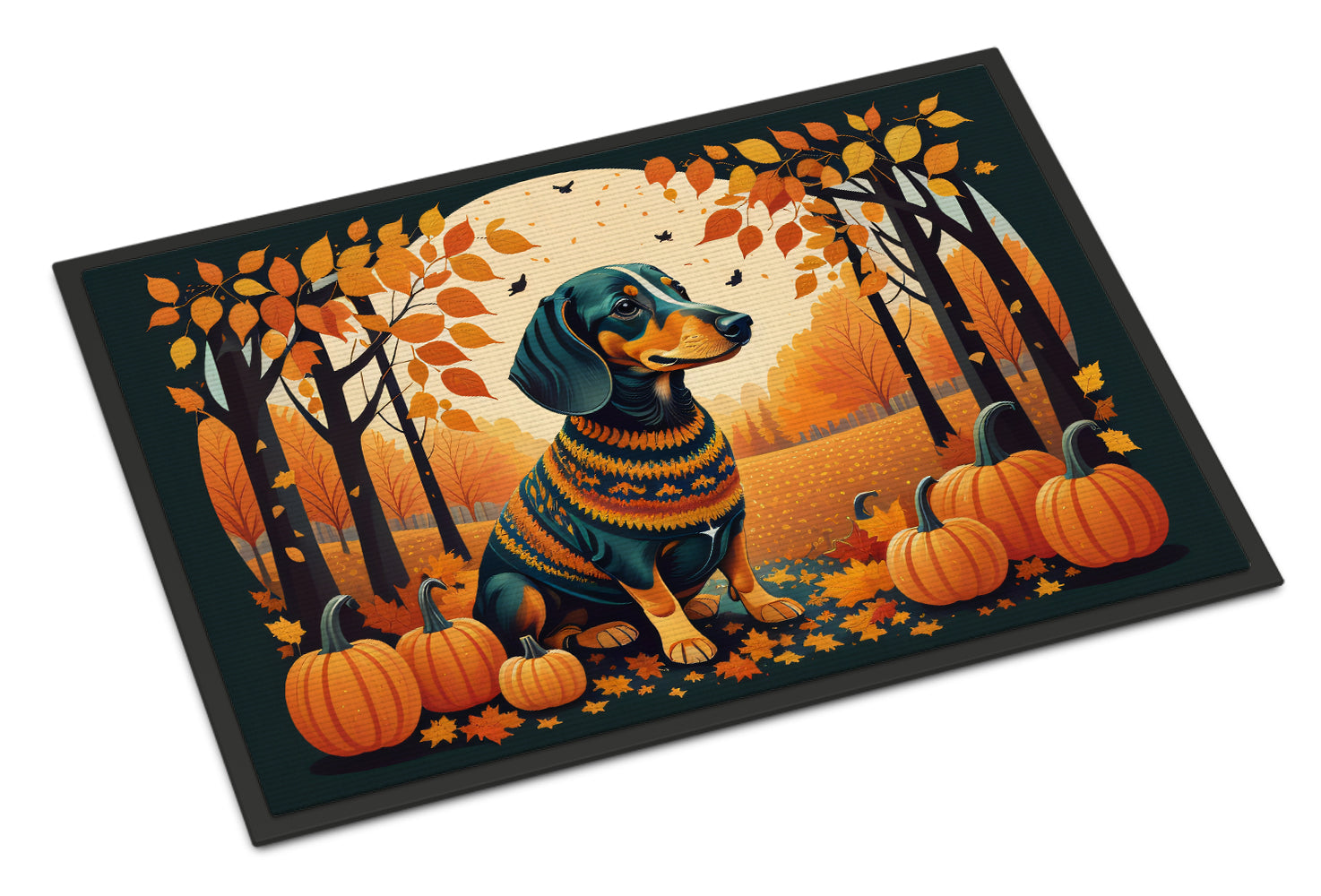 Dachshund Fall Doormat Indoor Outdoor 24H X 36W Front Door Mat Rugs for Entryway, Non Slip Washable Low Pile,