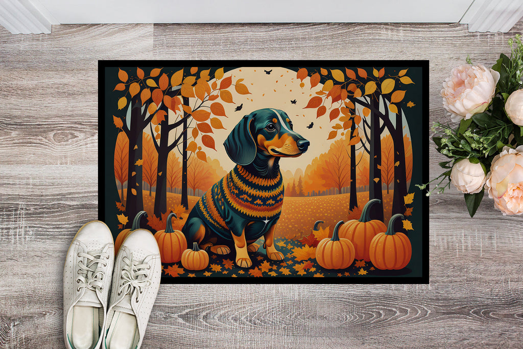 Dachshund Fall Doormat Indoor Outdoor 24H X 36W Front Door Mat Rugs for Entryway, Non Slip Washable Low Pile,