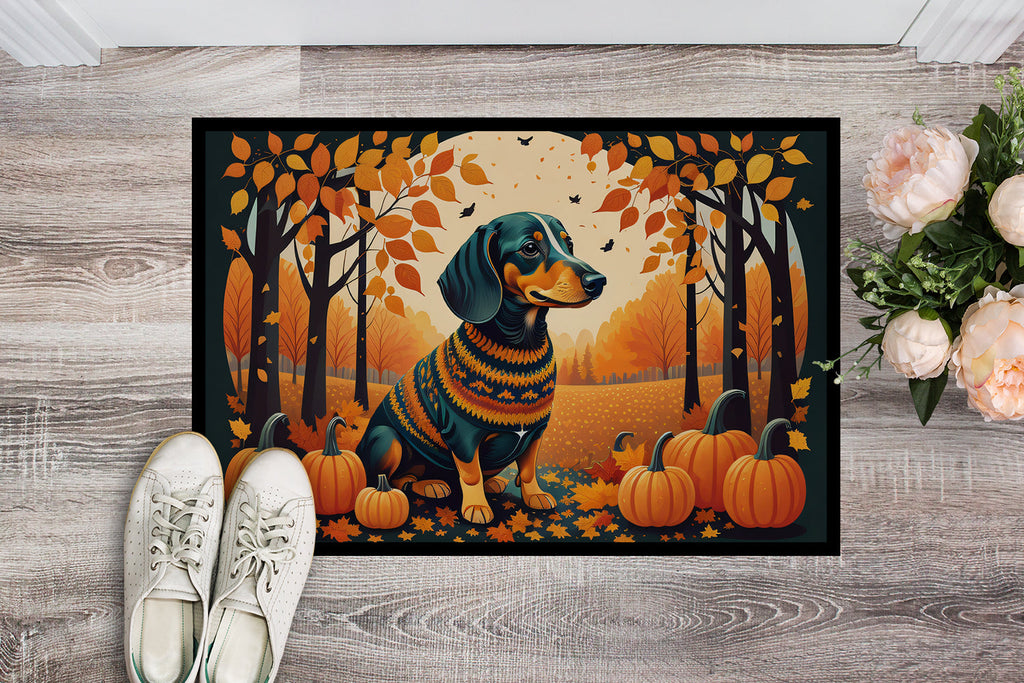 Dachshund Fall Doormat Indoor Outdoor 18H X 27W Front Door Mat Rugs for Entryway, Non Slip Washable