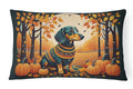 Dachshund Fall Decorative Throw Pillow 12x16 Indoor Outdoor Accent Cushion, Fabric Cover with Insert for Sofa, Bed, Porch & Living Room