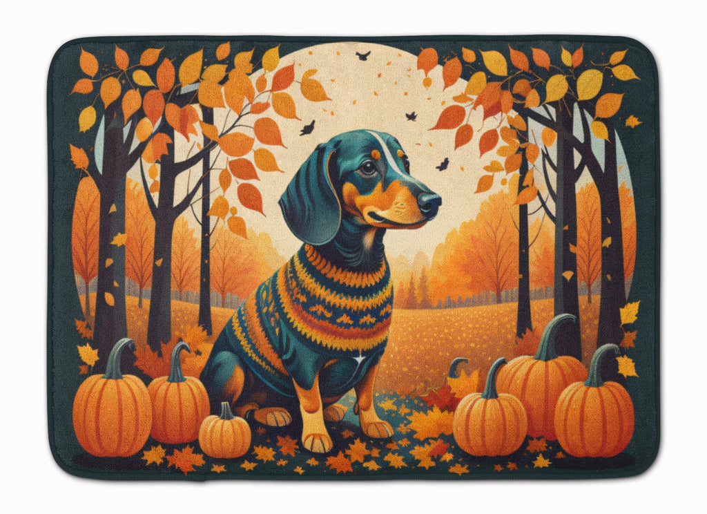 Dachshund Fall Memory Foam Kitchen Mat Machine Washable Anti-Fatigue Cushion Comfort Bath or Kitchen Rug