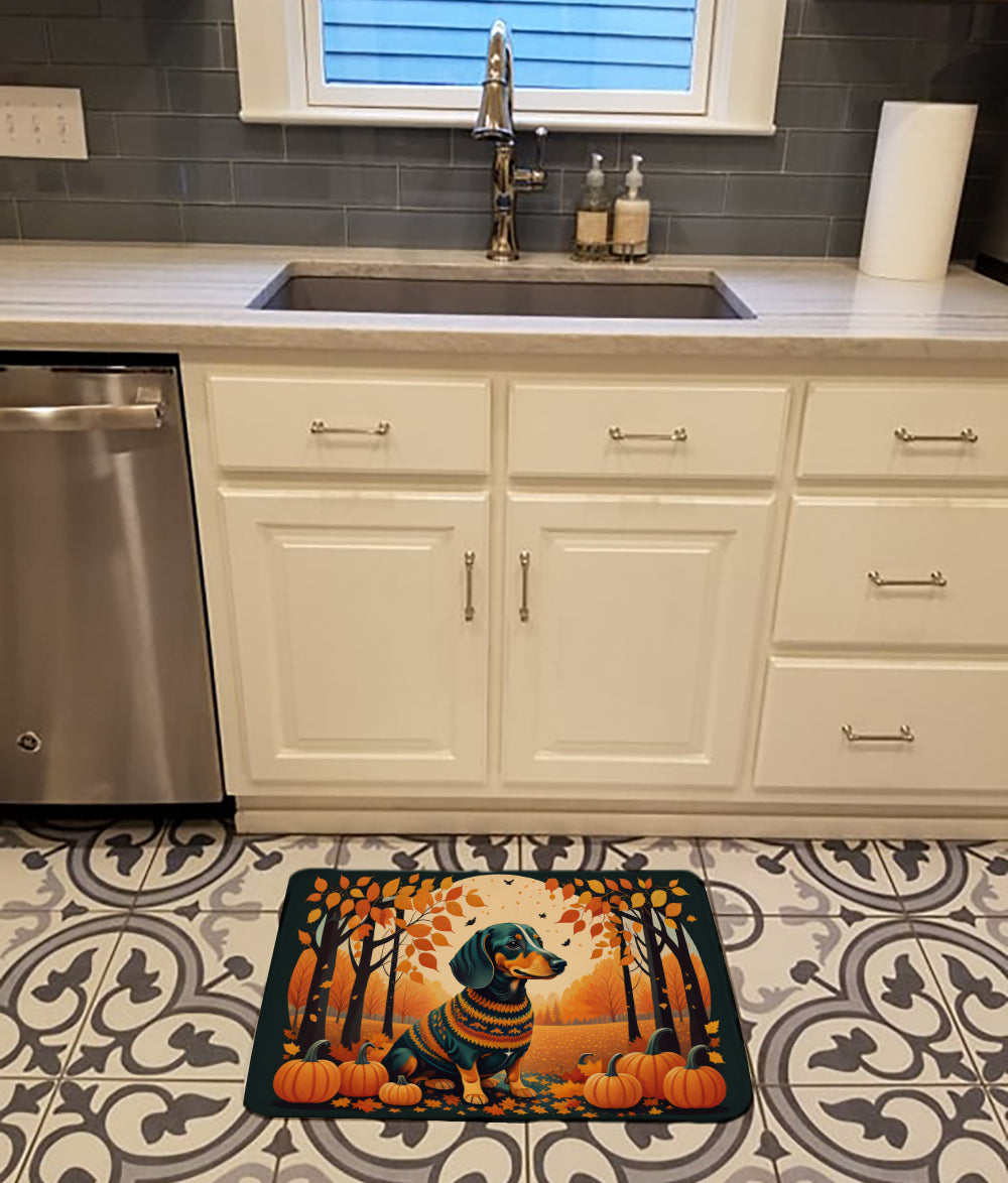 Dachshund Fall Memory Foam Kitchen Mat Machine Washable Anti-Fatigue Cushion Comfort Bath or Kitchen Rug