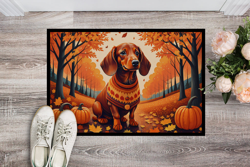 Dachshund Fall Doormat Indoor Outdoor 24H X 36W Front Door Mat Rugs for Entryway, Non Slip Washable Low Pile,