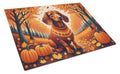 Dachshund Fall Cutting Board Tempered Glass Kitchen Cutting Surface, Heat Resistant Chopping, Non-Slip Feet, Food Prep & Serving