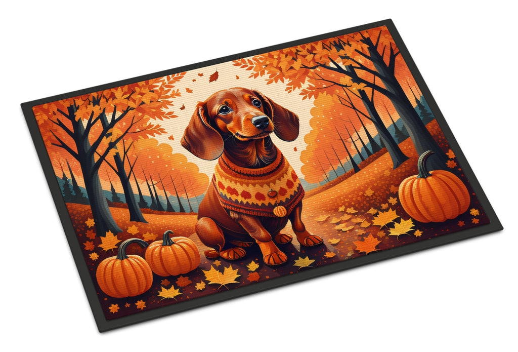 Dachshund Fall Doormat Indoor Outdoor 18H X 27W Front Door Mat Rugs for Entryway, Non Slip Washable