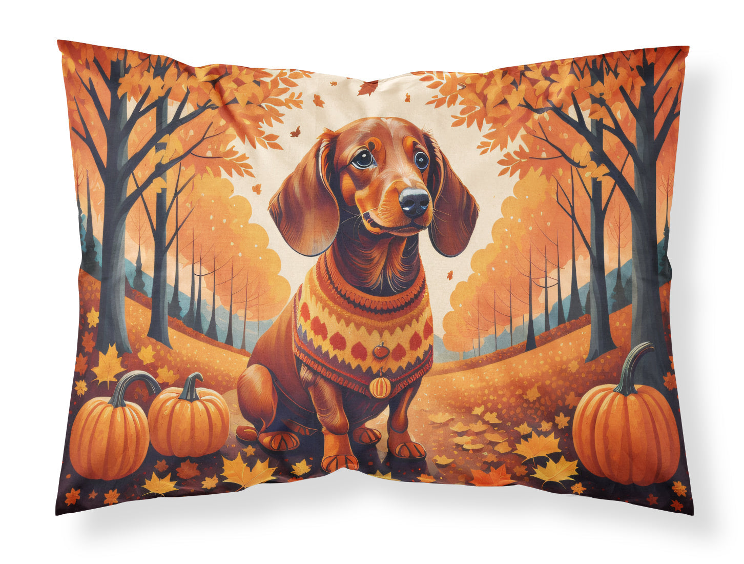 Dachshund Fall Standard Pillowcase Lightweight Super Soft Easy Care Decorative Artwork Pillowcase, Standard