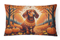 Dachshund Fall Decorative Throw Pillow 12x16 Indoor Outdoor Accent Cushion, Fabric Cover with Insert for Sofa, Bed, Porch & Living Room