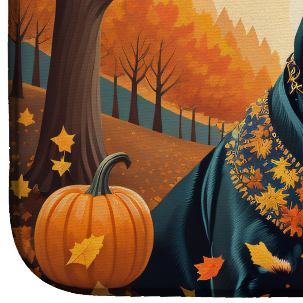Doberman Pinscher Fall Dish Drying Mat Absorbent Dish Drying Mat Pad for Kitchen Counter Dish Drainer Mat for Countertop, 14 x 21", Multicolor