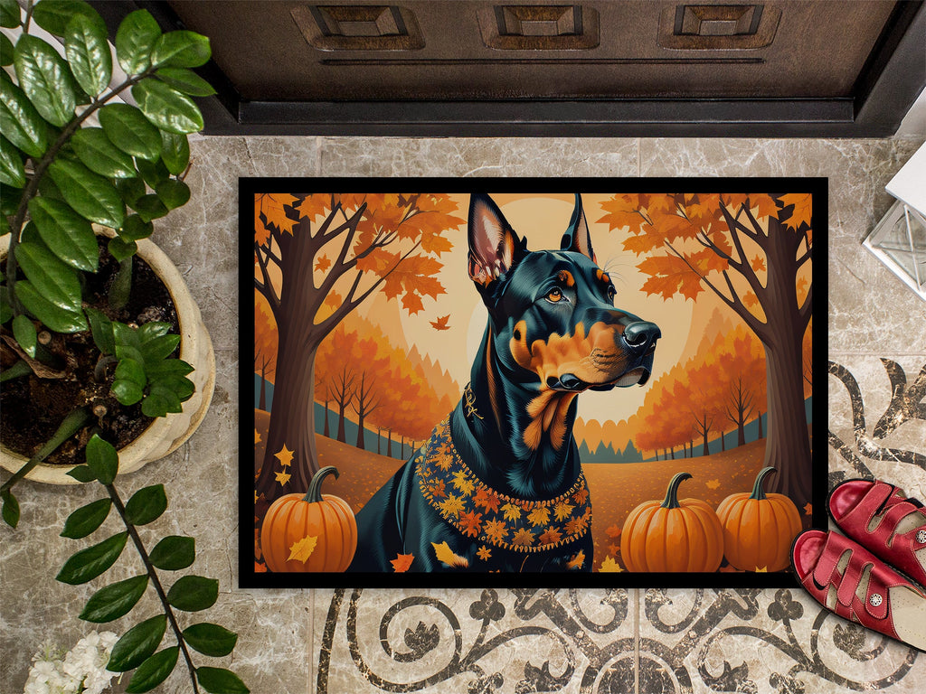 Doberman Pinscher Fall Doormat Indoor Outdoor 24H X 36W Front Door Mat Rugs for Entryway, Non Slip Washable Low Pile,