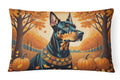 Doberman Pinscher Fall Decorative Throw Pillow 12x16 Indoor Outdoor Accent Cushion, Fabric Cover with Insert for Sofa, Bed, Porch & Living Room