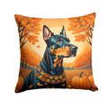 Doberman Pinscher Fall Decorative Throw Pillow 14x14 Indoor Outdoor Accent Cushion, Fabric Cover with Insert for Sofa, Bed, Porch & Living Room