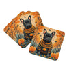 Black French Bulldog Fall Foam Coasters Set of 4 Cup Coasters for Indoor Outdoor, Tabletop Protection, Anti Slip, Mouse pad Material