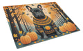 Black French Bulldog Fall Cutting Board Tempered Glass Kitchen Cutting Surface, Heat Resistant Chopping, Non-Slip Feet, Food Prep & Serving
