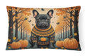 Black French Bulldog Fall Decorative Throw Pillow 12x16 Indoor Outdoor Accent Cushion, Fabric Cover with Insert for Sofa, Bed, Porch & Living Room