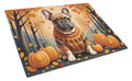 Fawn French Bulldog Fall Cutting Board Tempered Glass Kitchen Cutting Surface, Heat Resistant Chopping, Non-Slip Feet, Food Prep & Serving