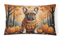 Fawn French Bulldog Fall Decorative Throw Pillow 12x16 Indoor Outdoor Accent Cushion, Fabric Cover with Insert for Sofa, Bed, Porch & Living Room